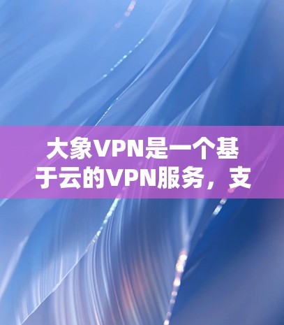 大象VPN是一个基于云的VPN服务，支持多平台，提供较高的隐私保护和加密安全。以下是对大象VPN的详细评测