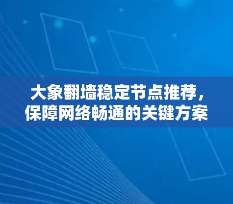 大象翻墙稳定节点推荐，保障网络畅通的关键方案